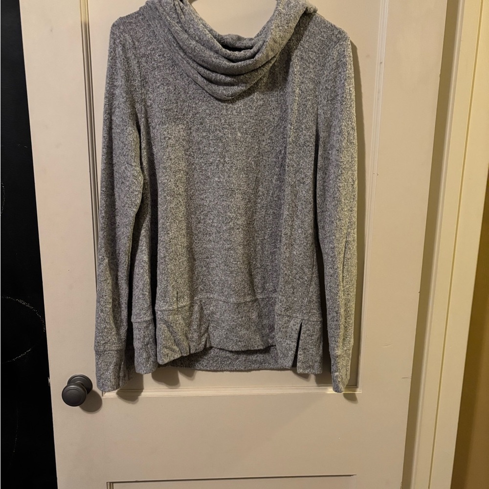 Cupio Gray Cowl Neck Sweater Soft Knit Long Sleeve